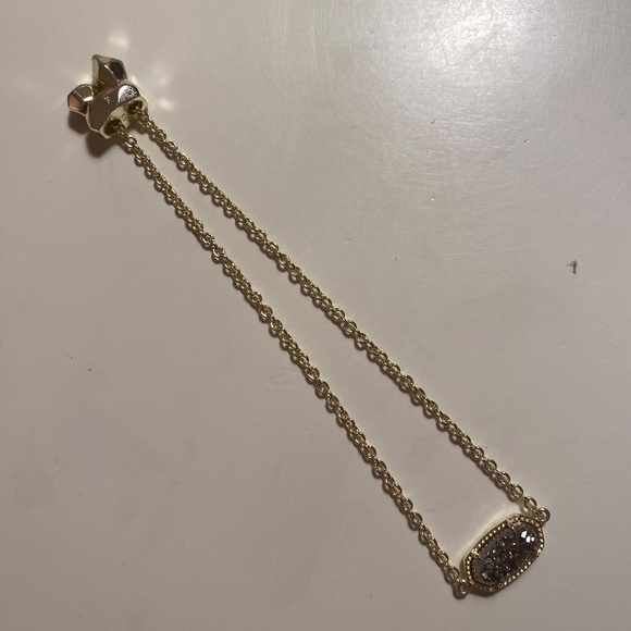 Kendra Scott Elaina Gold Adjustable Chain Bracelet in Platinum Drusy - Picture 2 of 3